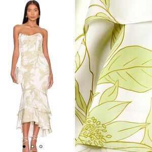 NWT Kate May Strapless Midi Cece Dress in Green Flora Small